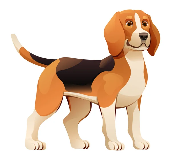Cute Beagle Dog Vector Kartun Ilustrasi - Stok Vektor