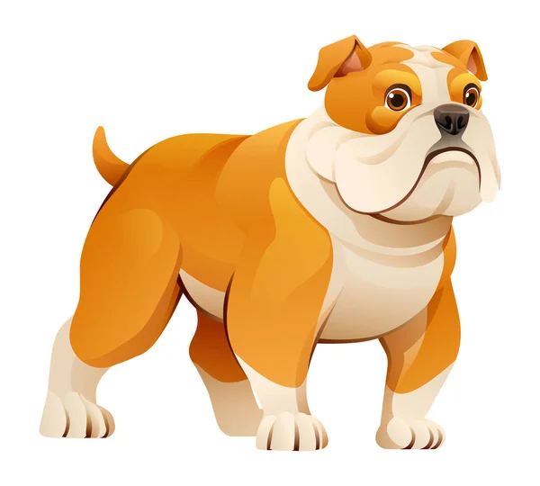 Carino Bulldog Vettore Cartone Animato Illustrazione — Vettoriale Stock