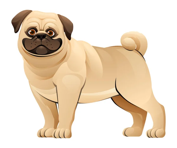 Χαριτωμένο Pug Σκυλί Διάνυσμα Εικονογράφηση Κινουμένων Σχεδίων — Διανυσματικό Αρχείο