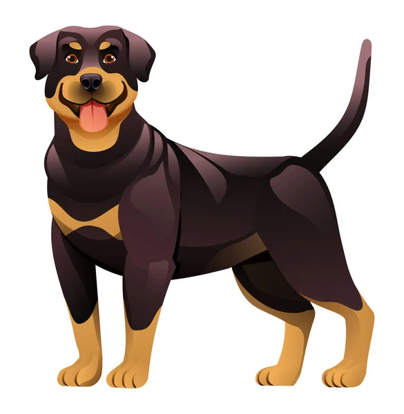 Rottweiler Cane Vettore Cartone Animato Illustrazione — Vettoriale Stock