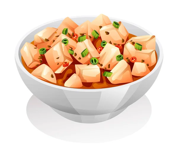 Ilustrasi Vektor Makanan Cina Mapo Tofu - Stok Vektor