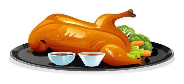 Illustration Vectorielle Canard Piquant Alimentaire Chinois — Image vectorielle