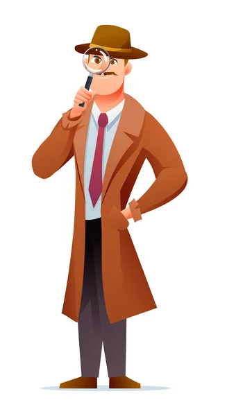 Detective Traer Personaje Dibujos Animados Lupa — Vector de stock