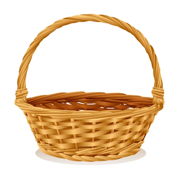 Wicker Basket Isolated White Background Vector Illustration — Stock Vector