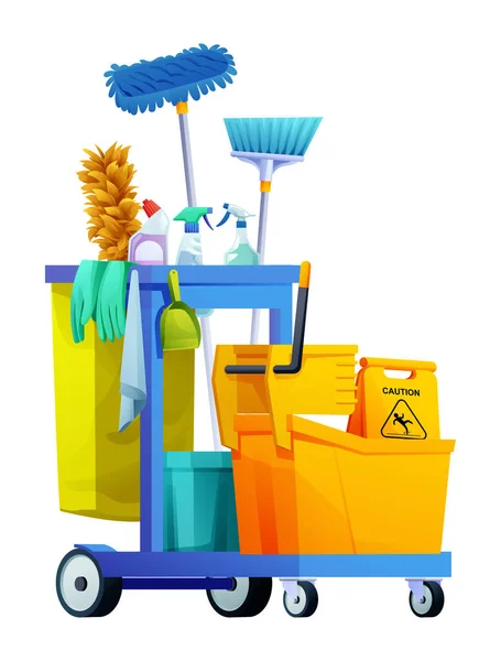Set Reinigungsgeräte Büroreinigung Werkzeuge Vektor Illustration — Stockvektor