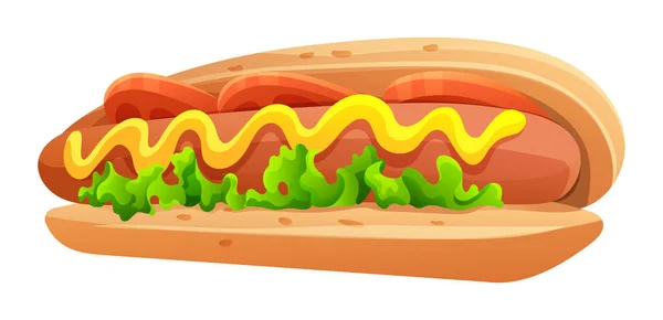 Beyaz Arkaplanda Izole Edilmiş Hot Dog Vektör Illüstrasyonu — Stok Vektör