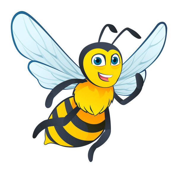 Cute bee cartoon illustration isolated on white background