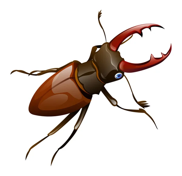 Ilustrasi Kartun Kumbang Rusa Lucanus Cervus Diisolasi Pada Latar Belakang - Stok Vektor