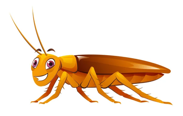 Cute Cockroach Cartoon Illustration Isolated White Background — Stock Vector
