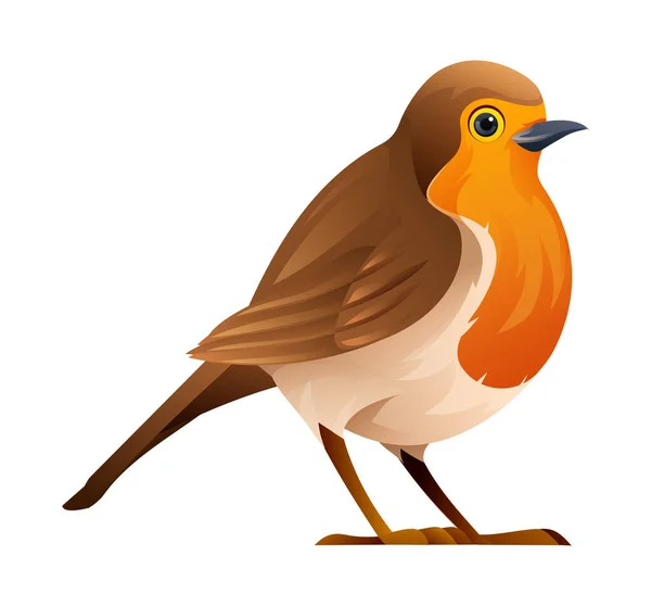 Mignon Oiseau Robin Illustration Dessin Animé Isolé Sur Fond Blanc — Image vectorielle