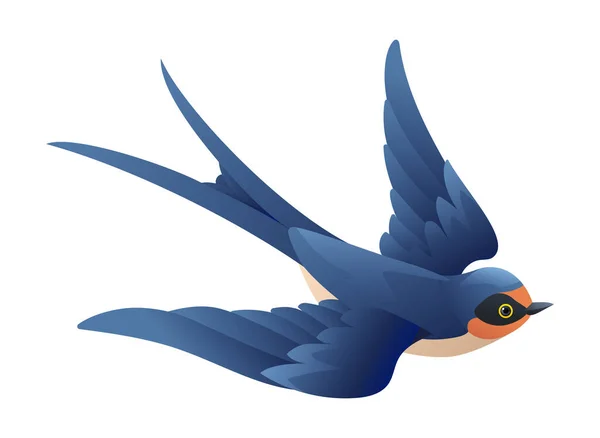 Nette Schwalbe Fliegen Cartoon Illustration Isoliert Auf Weißem Hintergrund — Stockvektor