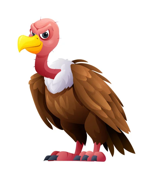 Cute Vulture Bird Cartoon Illustration Isolated White Background — Stock Vector