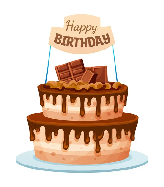 Születésnapi Torta Dekorációs Vektorral Elszigetelt Illusztráció — Stock Vector