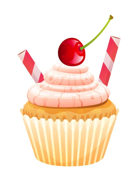 Queso Cupcake Vector Aislado Sobre Fondo Blanco Cupcake Ilustración Dibujos — Archivo Imágenes Vectoriales