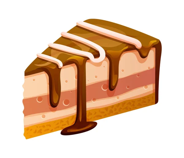 Beyaz Arka Planda Izole Edilmiş Çikolatalı Pasta Vektörü Dilimi Dilimlenmiş — Stok Vektör