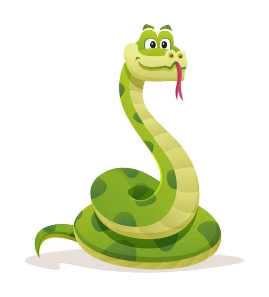 Roztomilý Had Kreslený Ilustrace Izolované Bílém Pozadí — Stockový vektor