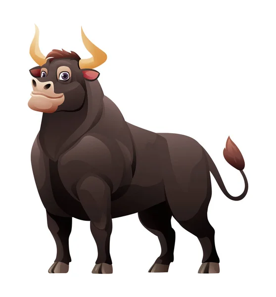 Bull Cartoon Illustration Isolated White Background — Stock Vector