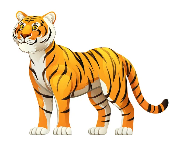 Illustration Dessin Animé Tigre Isolé Sur Fond Blanc — Image vectorielle