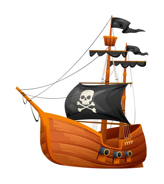 Піратський Корабель Векторна Ілюстрація Ізольована Білому Тлі — стоковий вектор