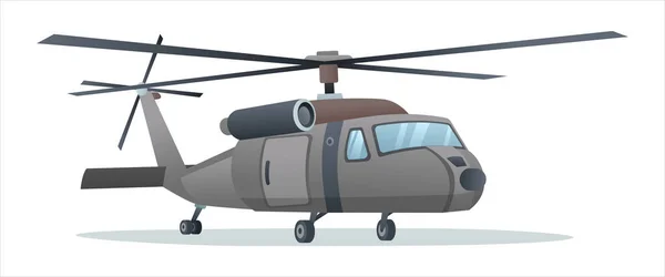 白い背景に隔離された軍用ヘリコプターベクトルイラスト — ストックベクタ