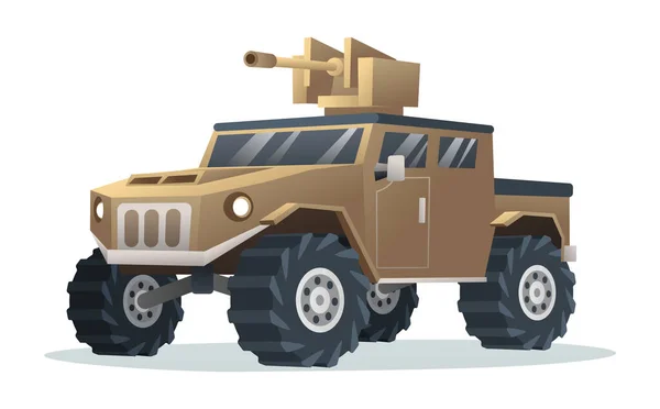 軍用車両の漫画イラストは白い背景に隔離されました — ストックベクタ