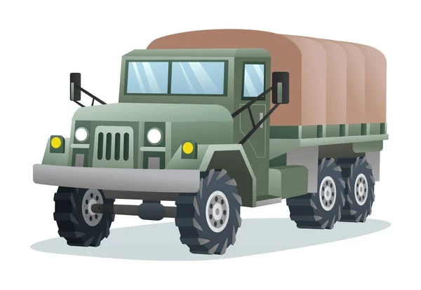 白色背景下孤立的军用卡车矢量图解 — 图库矢量图片