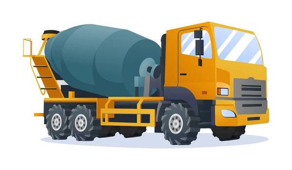 Betonnen Mixer Truck Vector Illustratie Zware Machines Bouwvoertuig Geïsoleerd Witte — Stockvector