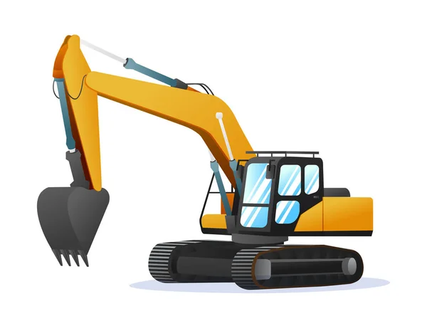 Excavator Vector Illustration Heavy Machinery Construction Vehicle Isolated White Background — Stock Vector