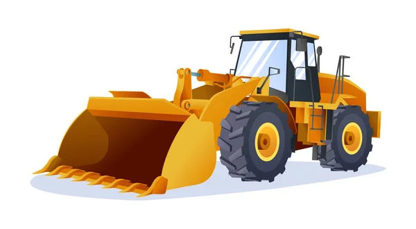 Wheel Loader Vector Illustration Heavy Machinery Construction Vehicle Isolated White — Stock Vector