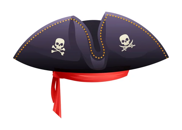 Ilustración Vectorial Sombrero Pirata Aislado Sobre Fondo Blanco — Vector de stock