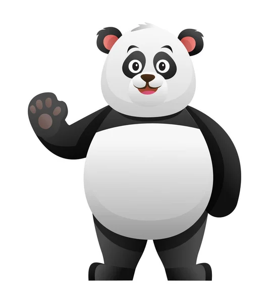 Aranyos Panda Integető Kéz Rajzfilm Illusztráció — Stock Vector
