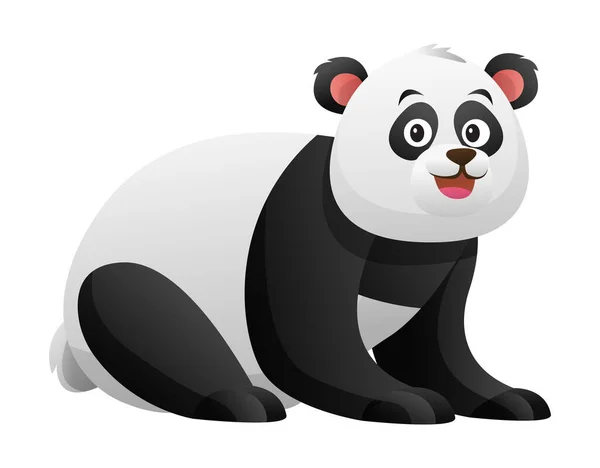 Leuke Panda Cartoon Illustratie Geïsoleerd Witte Achtergrond — Stockvector