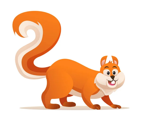 Nettes Eichhörnchen Cartoon Illustration Isoliert Auf Weißem Hintergrund — Stockvektor