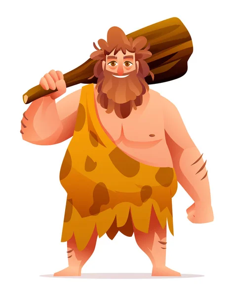 Personagem Homem Primitivo Pré Histórico Pedra Idade Caveman Cartoon Ilustração —  Vetores de Stock