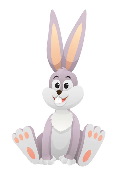 Cute Little Bunny Sitting Cartoon Illustration — Stock Vector