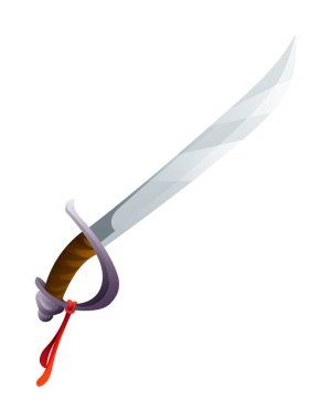 Beyaz arkaplanda izole edilmiş korsan kılıç vektör illüstrasyonu