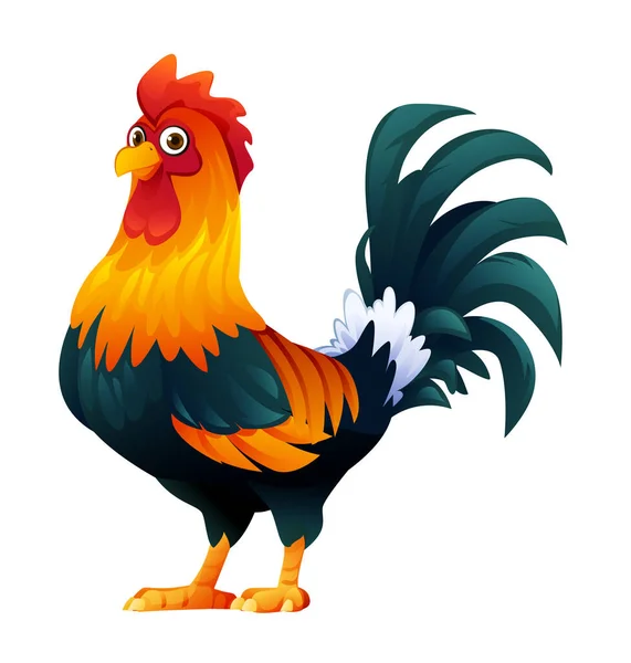 Cute Rooster Cartoon Illustration Isolated White Background — Stock Vector