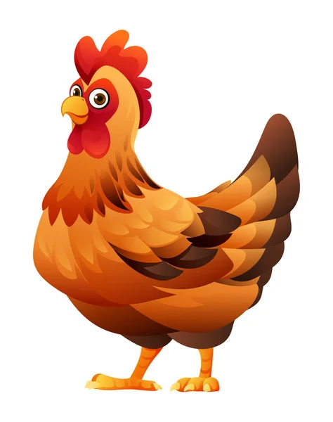 Ilustrasi Kartun Ayam Imut Diisolasi Pada Latar Belakang Putih - Stok Vektor