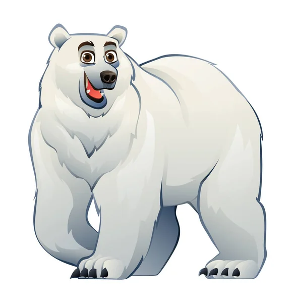 Веселий Білий Ведмідь Векторна Мультяшна Ілюстрація — стоковий вектор