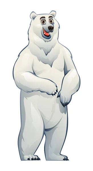 Polární Medvěd Kreslený Znak Ilustrace Izolované Bílém Pozadí — Stockový vektor