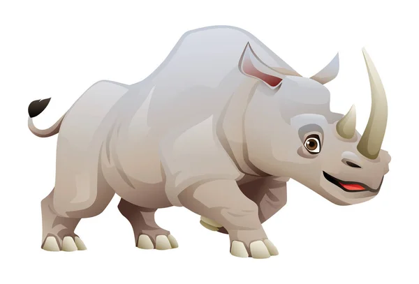 Rhino Cartoon Illustration Isolated White Background — Stock Vector
