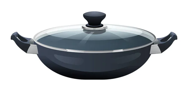 Vecteur Panoramique Isolé Sur Fond Blanc Stewpot Kitchenware Illustration Dessin — Image vectorielle