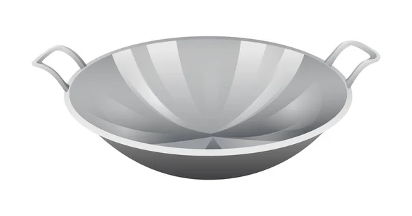 Wok Pan Vecteur Isolé Sur Fond Blanc Stir Poêle Ustensiles — Image vectorielle