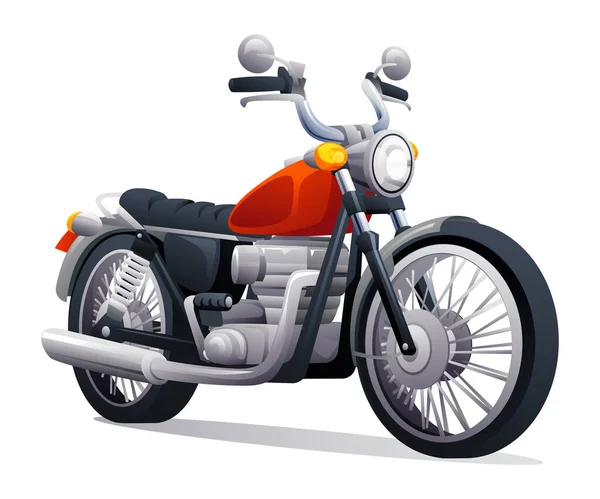 Classico Moto Vettore Cartone Animato Illustrazione Isolato Sfondo Bianco — Vettoriale Stock