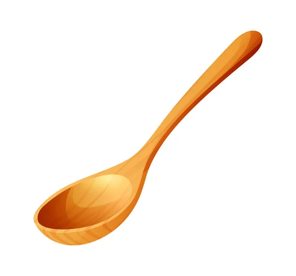 Wooden Spoon Vector Isolated White Background Kitchenware Cartoon Illustration — Stock Vector