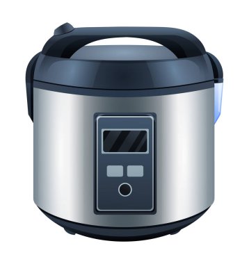 Elektrikli pirinç pişirici vektör çizimi beyaz arkaplanda izole edildi