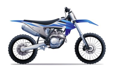 Motokros motosiklet vektör çizimi. Motokros motoru beyaz arkaplanda izole edildi