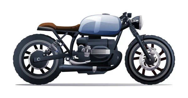 Retro Café Racer Motorcykel Vektor Illustration Isolerad Vit Bakgrund — Stock vektor