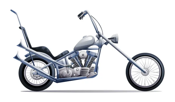 Classic Chopper Motorcycle Vector Illustration Isolated White Background — Stock Vector
