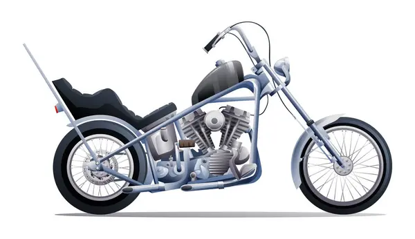 定制斩波摩托车矢量图解 白色背景的老式摩托车 — 图库矢量图片